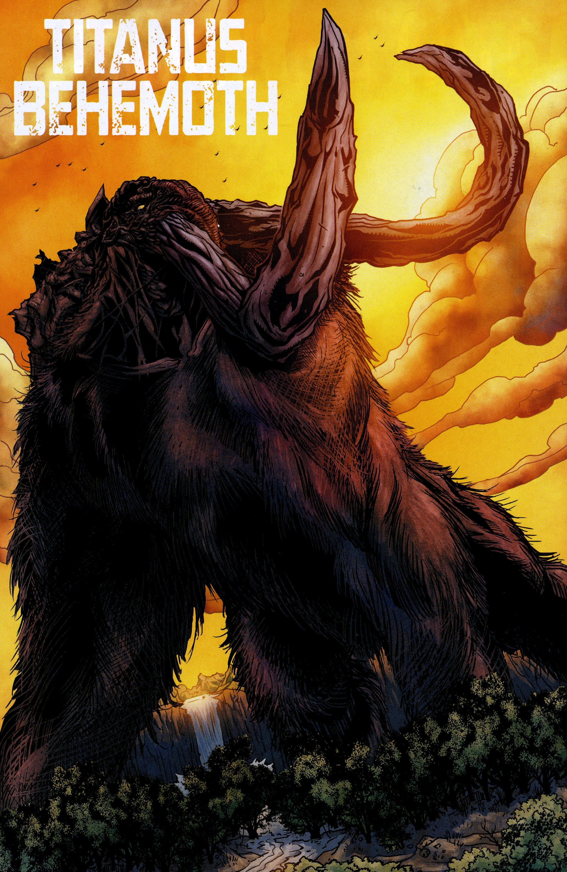 Trang truyện màu tuyệt đẹp khắc họa Titanus Behemoth phục hồi thảm thực vật Amazon trong Godzilla Dominion