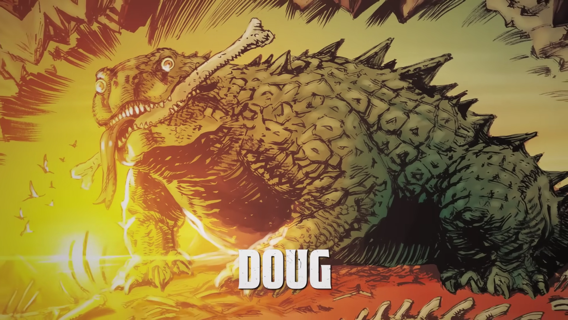 Bìa truyện tranh chính thức Monsterverse Declassified tập truyện riêng về chú thằn lằn Doug.