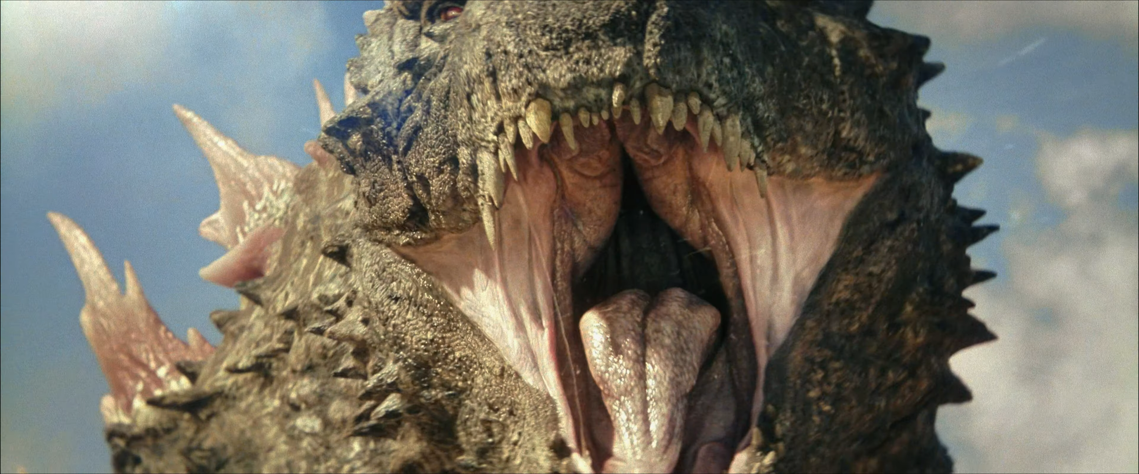 Cận cảnh 4K độ phân giải siêu cao Godzilla Evolved há hàm gầm vang với năng lượng hồng phát quang