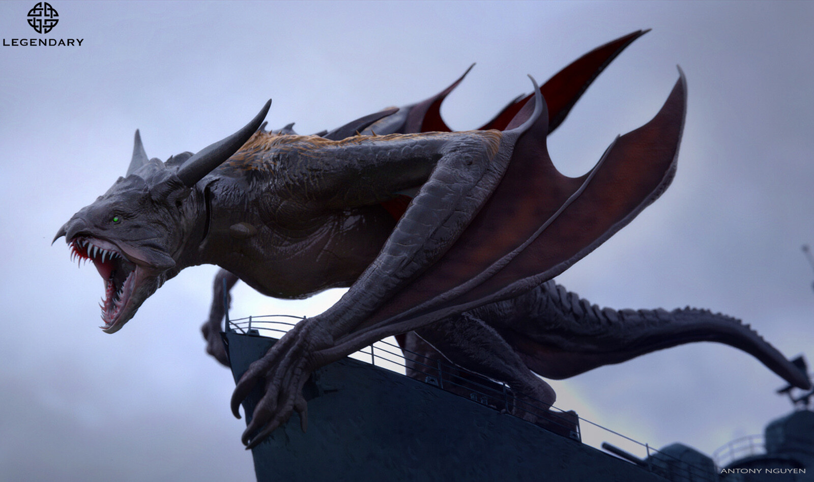 Bản vẽ concept art giải phẫu sinh vật học Ion Dragon của họa sĩ Antony Nguyen.