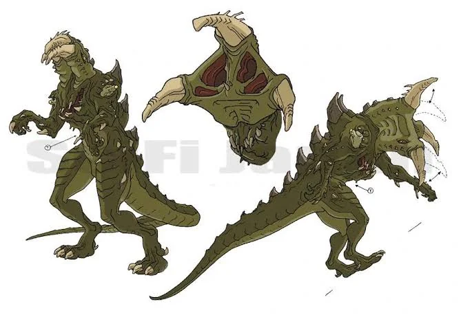 Minh họa nghệ thuật Killer Chameleon ẩn mình trên vách đá ngắm nhìn hoàng hôn Đảo Đầu Lâu