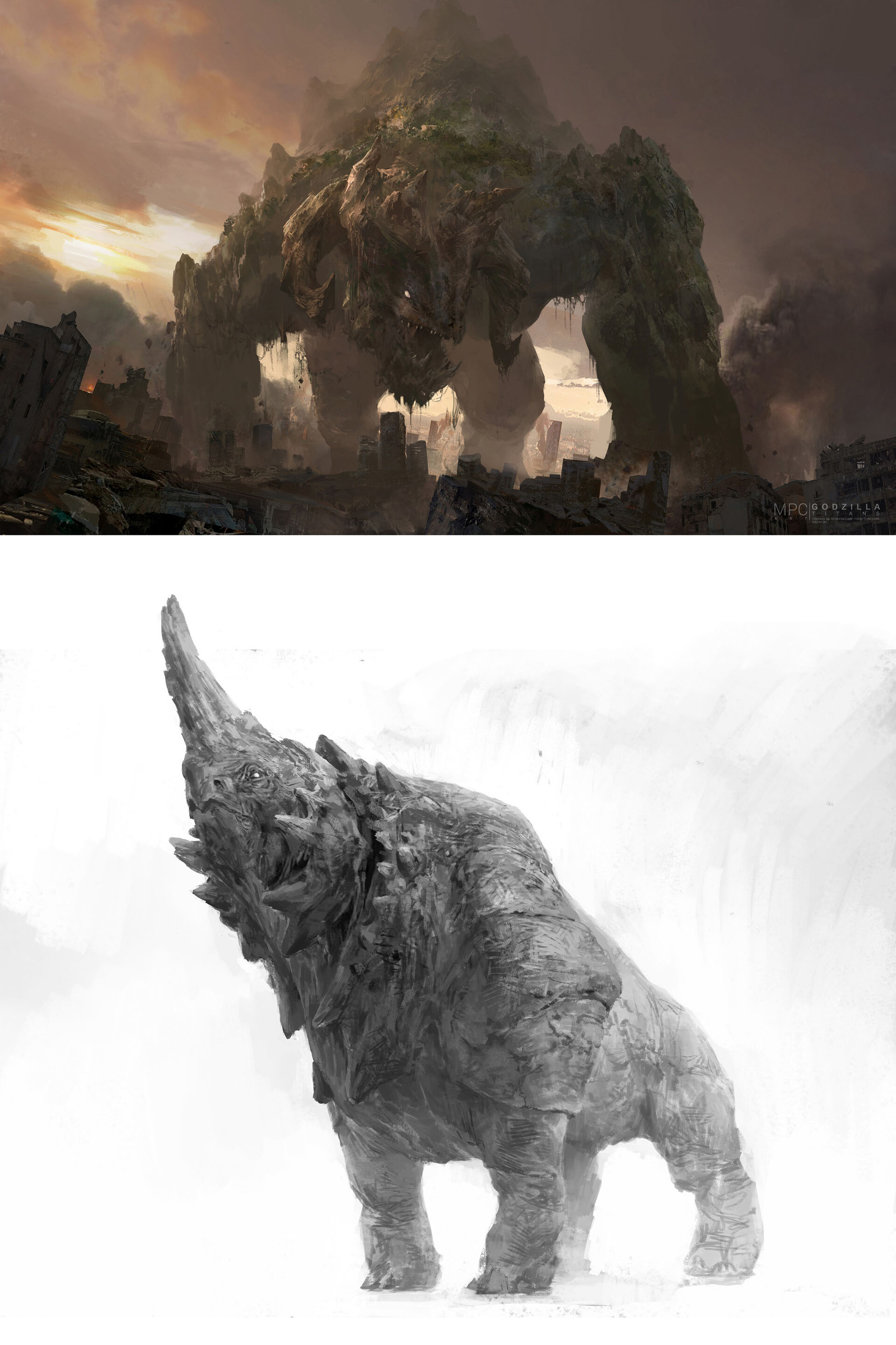 Bản vẽ nghiên cứu mỹ thuật đa góc nhìn của đoàn làm phim Legendary cho Titanus Methuselah