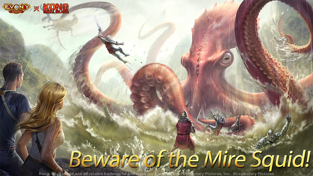 Poster trận đối đầu hoành tráng giữa Vua Khỉ Kong và thủy quái Mire Squid