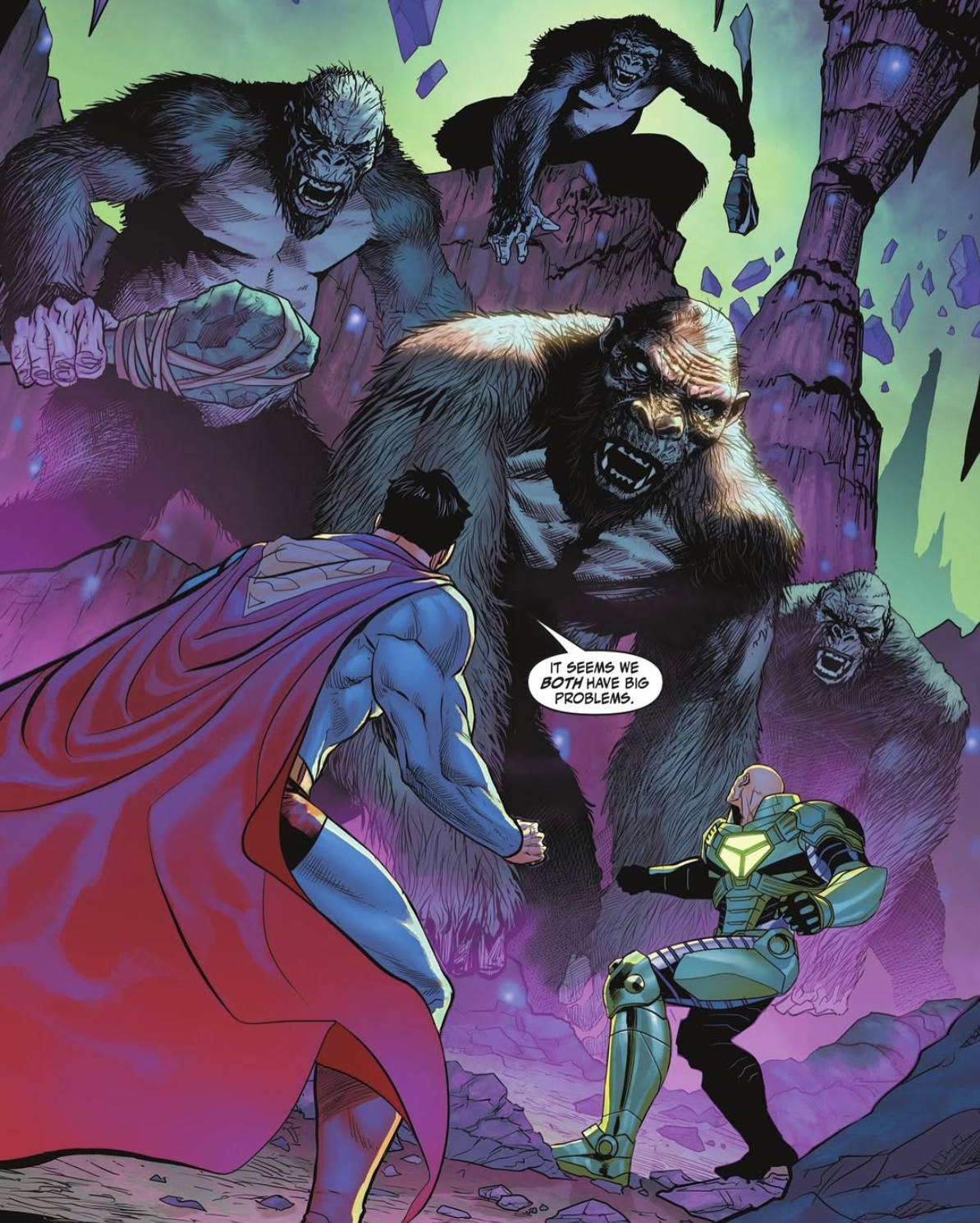 Trang truyện Justice League vs. Godzilla vs. Kong 2 mô tả tộc Đại Vượn tham chiến