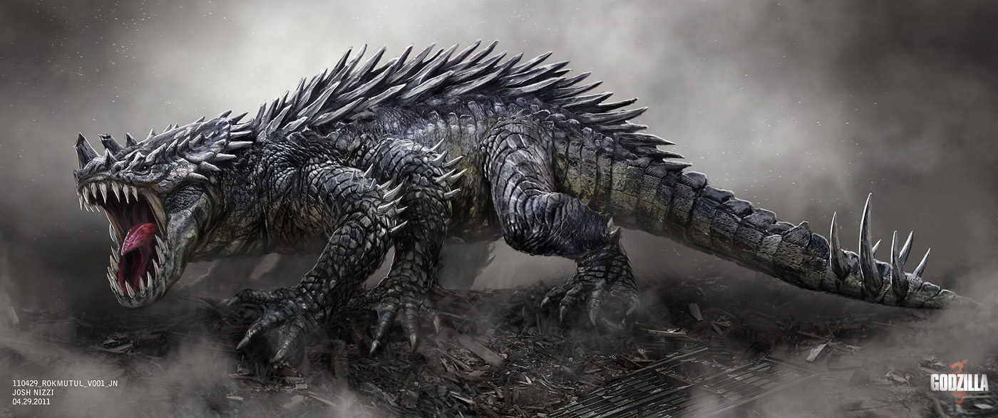 Bản vẽ concept art chính diện quái thú giáp xác bọc vảy Titanus Sargon bởi Josh Nizzi
