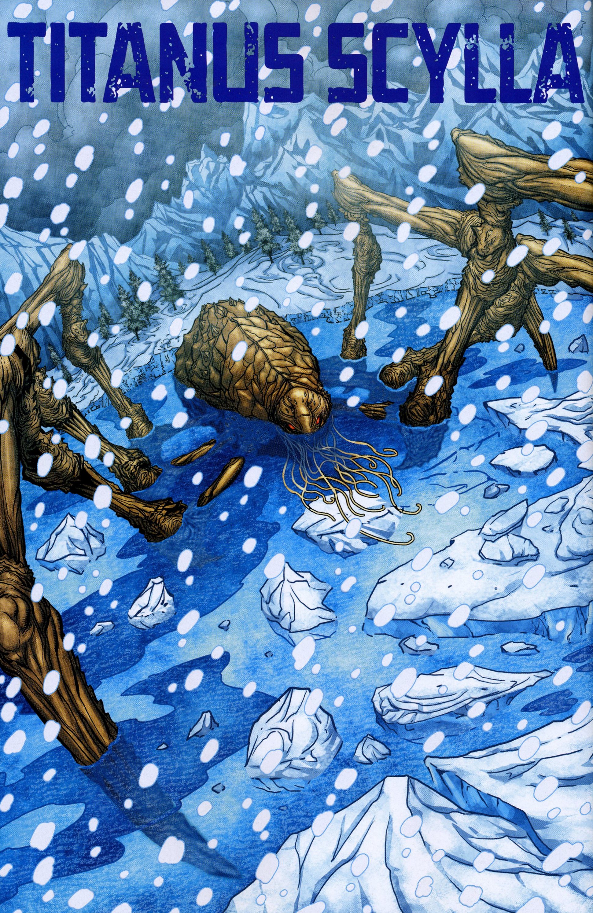 Trang pinup đầy ấn tượng của Titanus Scylla trong tiểu thuyết đồ họa Godzilla Dominion
