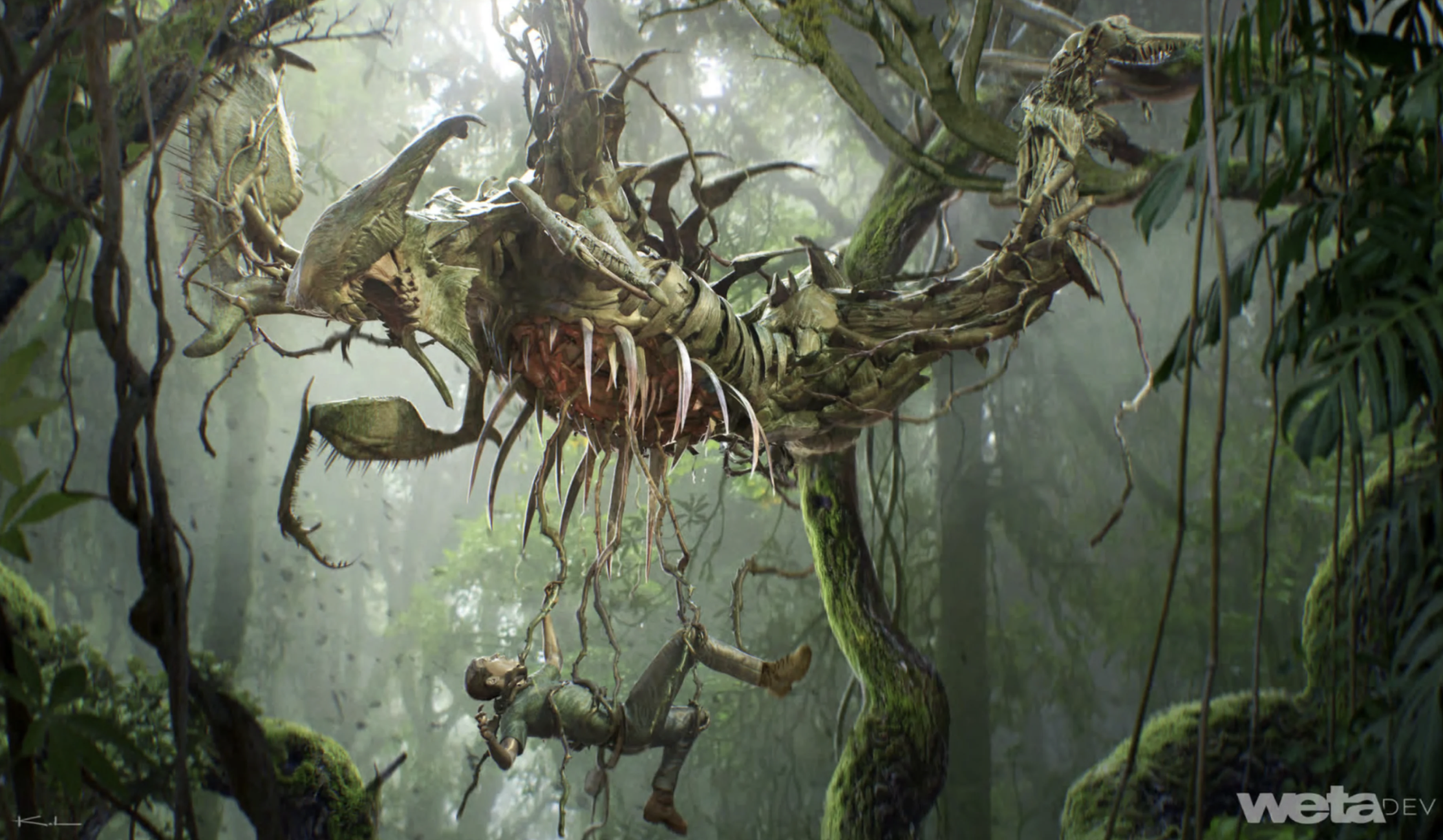 Bản vẽ concept art chi tiết toàn thân của Vinestrangler từ Legendary Art Department